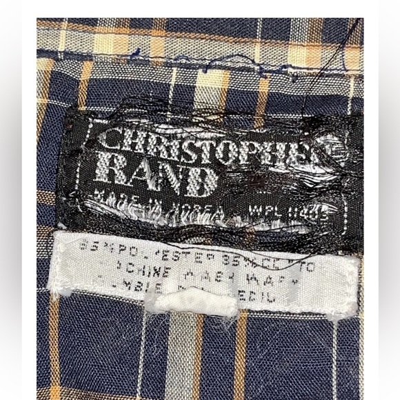 Christopher Rand dark plaid Western Shirt Blue Tan Rockabilly Pearl Snap up 1970 - Picture 4 of 11